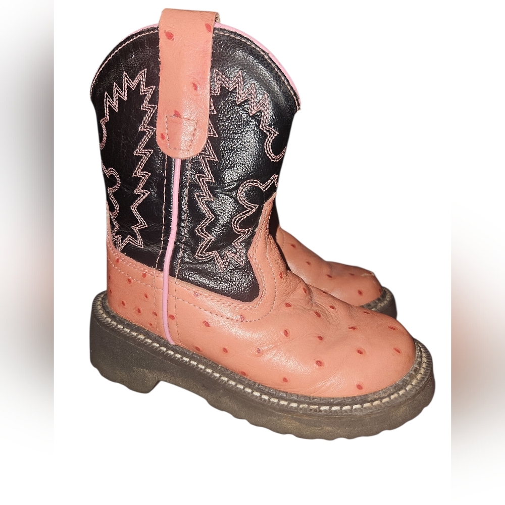 Old West Kids Boots in Black and Pink